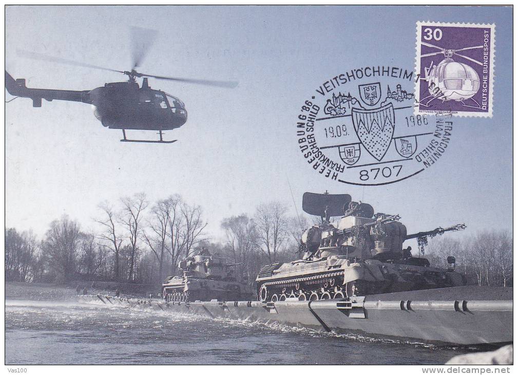 Hélicoptères  1986,CM,maxicard,cartes Maximum Germany. - Helicopters