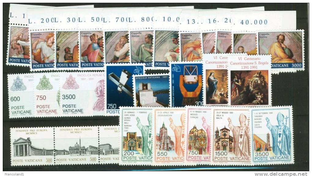 1991 Vaticano Annata Completa INTEGRA MNH** - Full Years