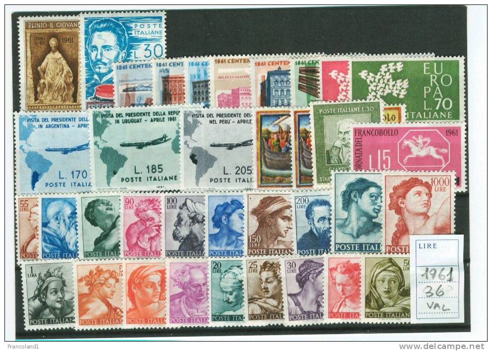 1961 Repubblica Annata 36 Valori INTEGRI MNH** - Années Complètes