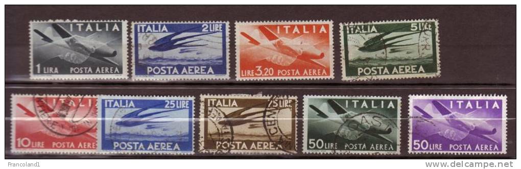 1945/47 Repubblica Aerea Democratica N 126 -34 TIMBRATI Used Sassone 40 € - Poste Aérienne