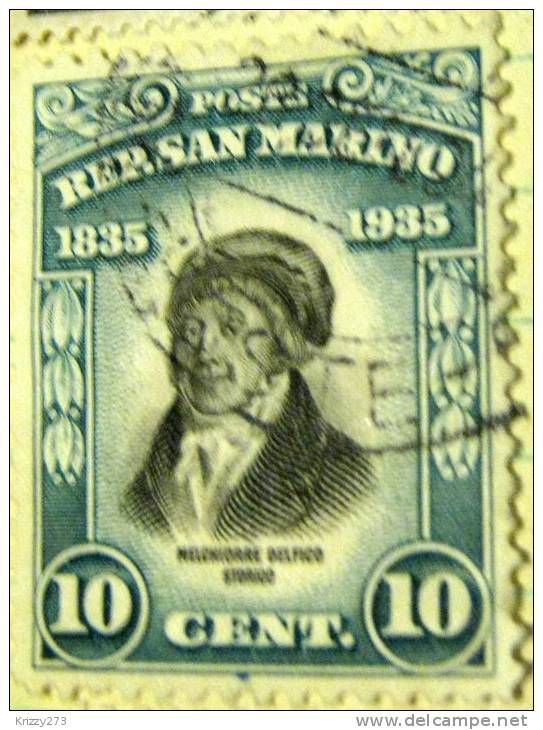 San Marino 1935 Centenary Of Delfico Death 10c - Used - Used Stamps