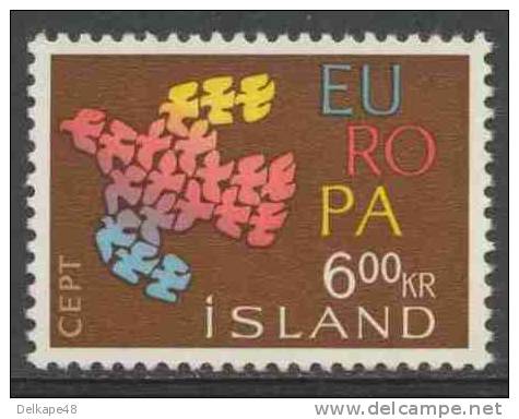 Iceland Island 1961 Mi 355 YT 312 ** 19 Doves - Classified As A Flying Dove / Taube / Duif - Europa Cept - Neufs