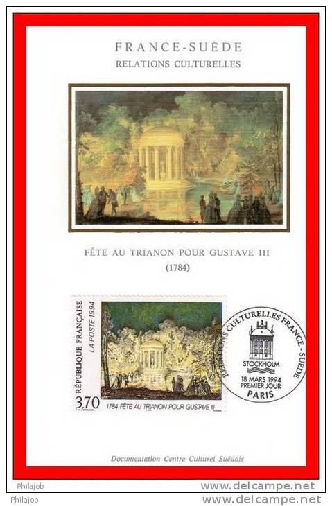 6 Cartes Maximum Sur Soie De 1994 N° 2866 à 2871 + Timbres Suédois " FRANCE-SUEDE " En Parfait état. Tour Eiffel - Gemeinschaftsausgaben