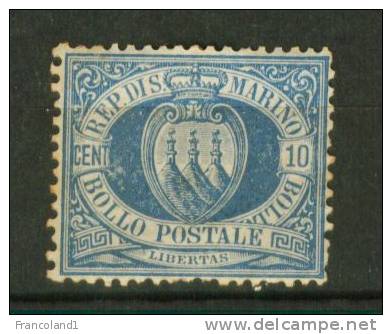 1877 S. Marino Stemma N. 3 Nuovo  MH* Sassone 225 € - Neufs