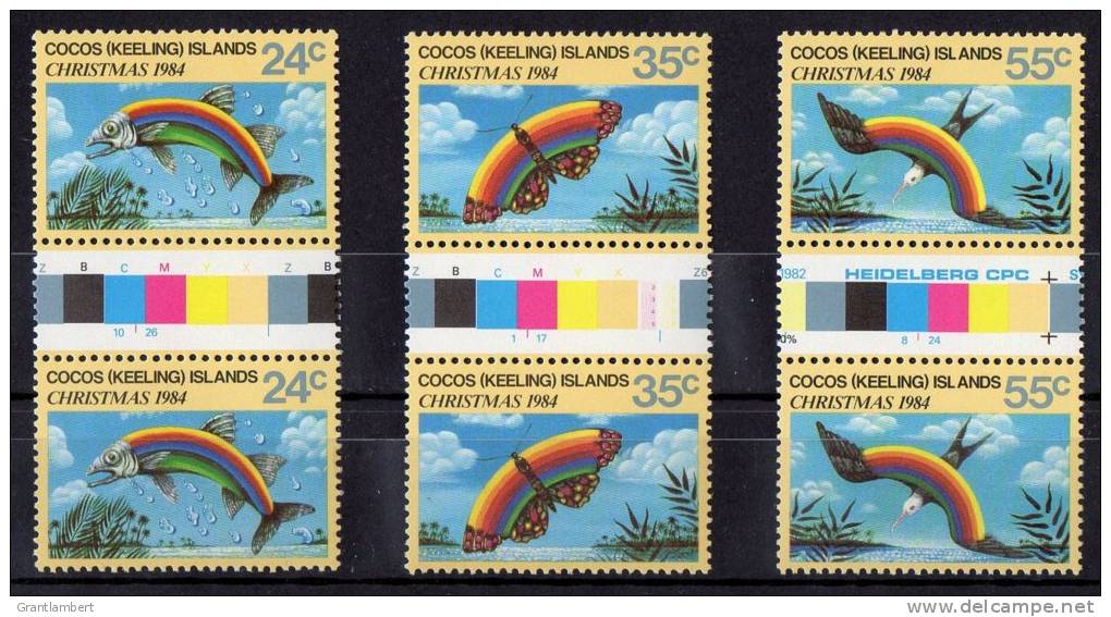 Cocos Islands 1984 Christmas Set Of 3 As Gutter Pairs MNH  SG 122-124 - Cocos (Keeling) Islands