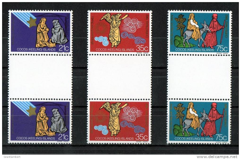 Cocos Islands 1982 Christmas Set Of 3 As Gutter Pairs  MNH  SG 100-102 - Cocos (Keeling) Islands