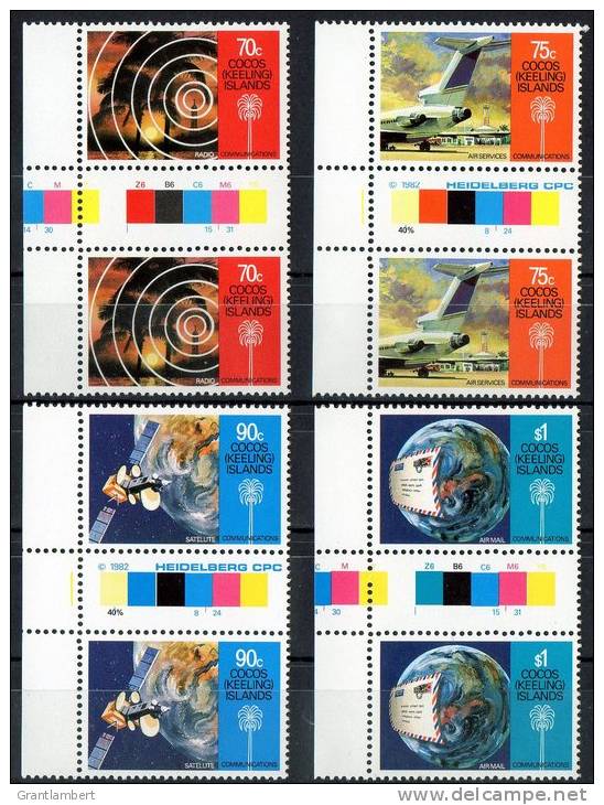 Cocos Islands 1987 Communications Set Of 4 As Gutter Pairs MNH  SG 165-8 - Cocos (Keeling) Islands