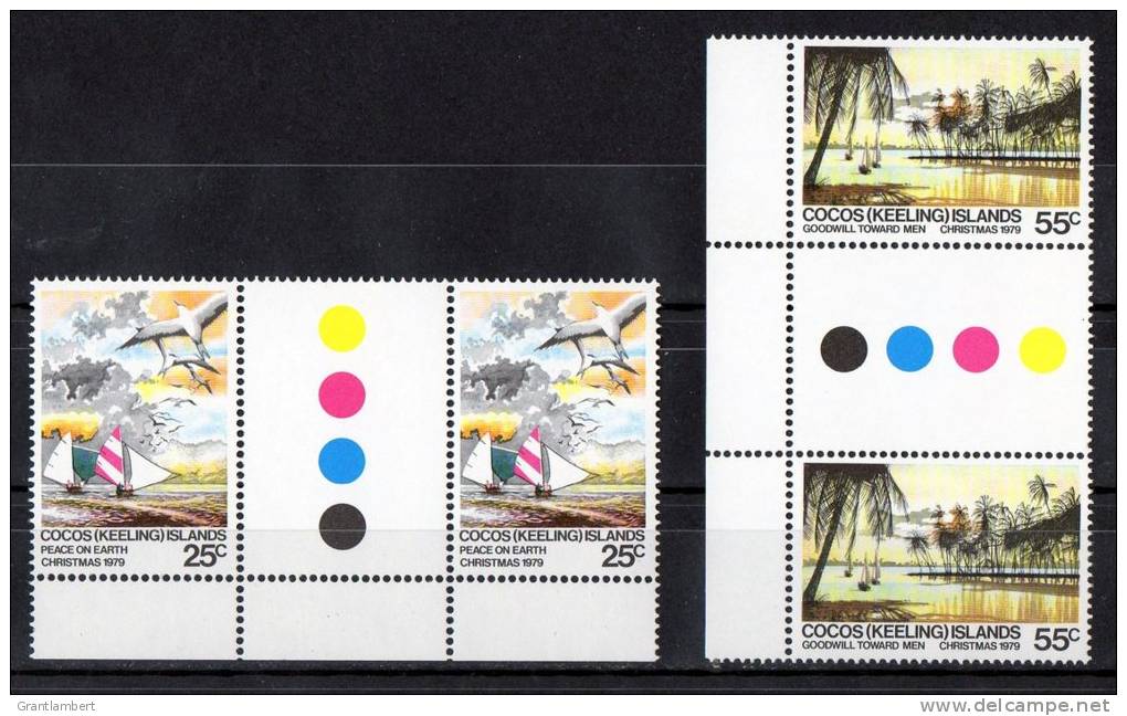 Cocos Islands 1979 Christmas - Set Of 2 As Gutter Pairs MNH  SG 48.49 - Islas Cocos (Keeling)