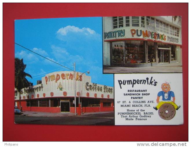 - Florida > Miami Beach Pumpernicks  Restaurant Early Chrome   ==   == == Ref 312 - Miami Beach