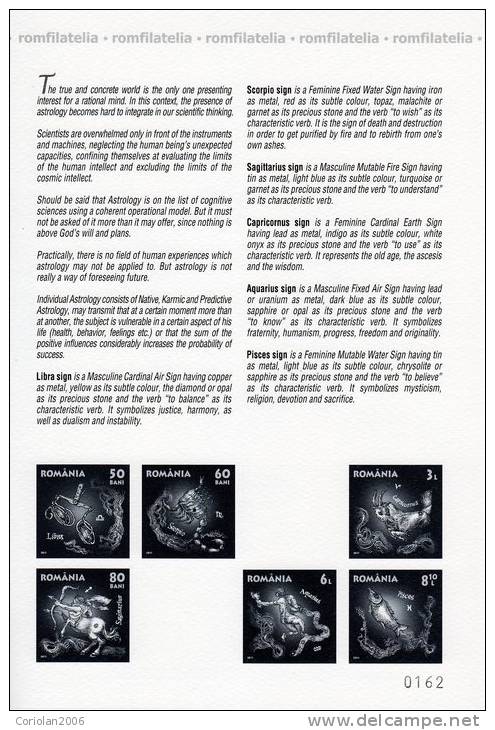 Romania 2011 / Zodiac (II) / Philatelic Document - Astrology