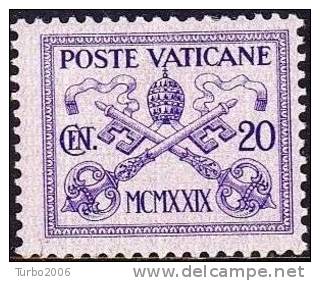 VATICAN CITY 1929 Pope Pius XI 20 C Brown / Rose MH Mi. 3 - Neufs