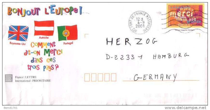 Frankreich / France - Umschlag Echt Gelaufen / Cover Used  (d010) - Pseudo-officiële  Postwaardestukken