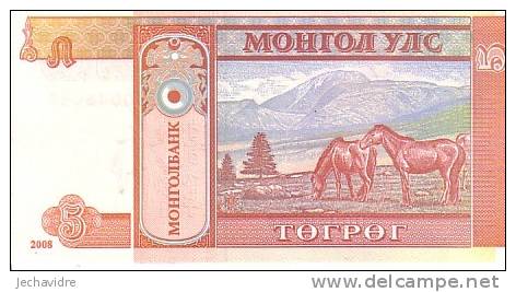 MONGOLIE  5 Tugrik  Nouvelle Emission 2008   ***** BILLET  NEUF ***** - Mongolia