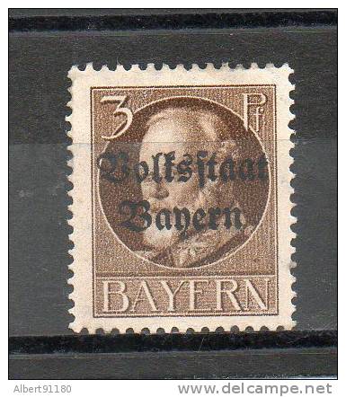 BAVIERE 3p Brun 1919 N°152 - Nuevos