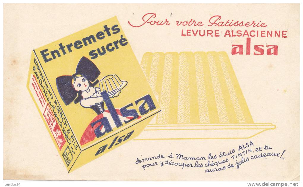BU 897 /  BUVARD      ALSA  ENTREMETS SUCRE - Sucreries & Gâteaux