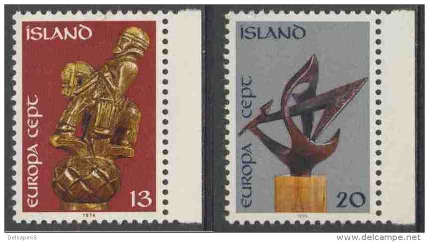 Iceland Island 1974 Mi 489 /90 YT 442 /43 ** Wood Sculpture (17th C.) / Holzskulptur (17. Jh.) - Europa Cept - Neufs