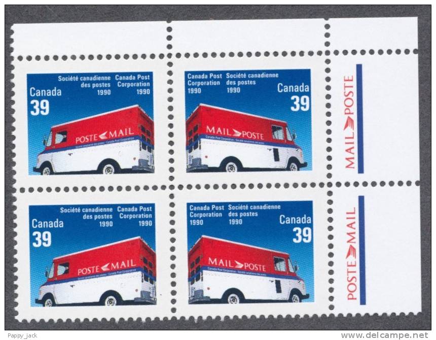 Canada 1990 Postal Service Delivery Van # 1272 & 1273 Upper Right Corner Block From Booklet Pane  # BK118 MNH - Hojas Bloque