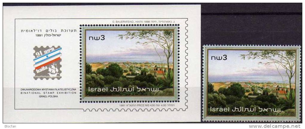 HAIFA´91 Ausstellung Polen-Israel 1202+ Block 44 ** 17€ Gemälde Deutschen Kolonnie M/s Art Bloc Philatelic Sheet Bf Asia - Nuevos (sin Tab)