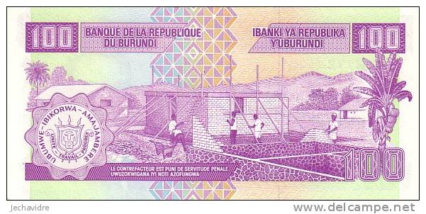 BURUNDI  100 Francs  Daté Du 01-10-2007    Pick 37f     ***** BILLET  NEUF ***** - Burundi