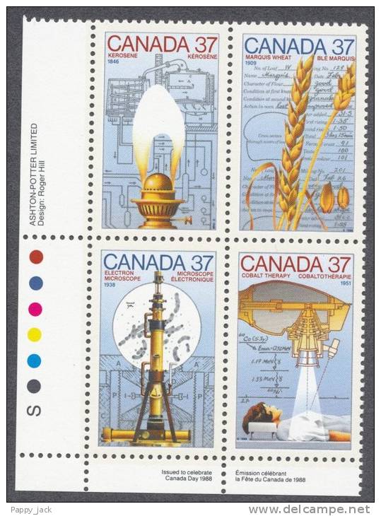 Canada 1988 Canada # 1209a Science & Technology 3rd In Series Lower Left Inscription Block MNH - Blocs-feuillets
