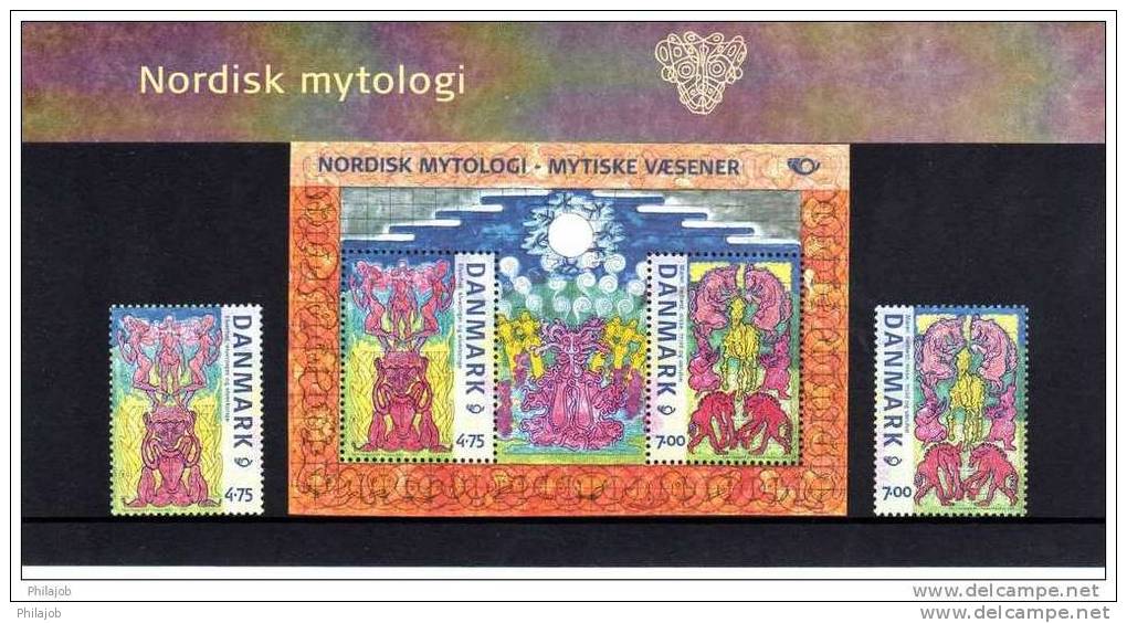 Danemark 2006 : Encart De 1 Bloc Et 2 Timbres Neufs ** MNH " MYTHOLOGIE NORDIQUE " - Mythology