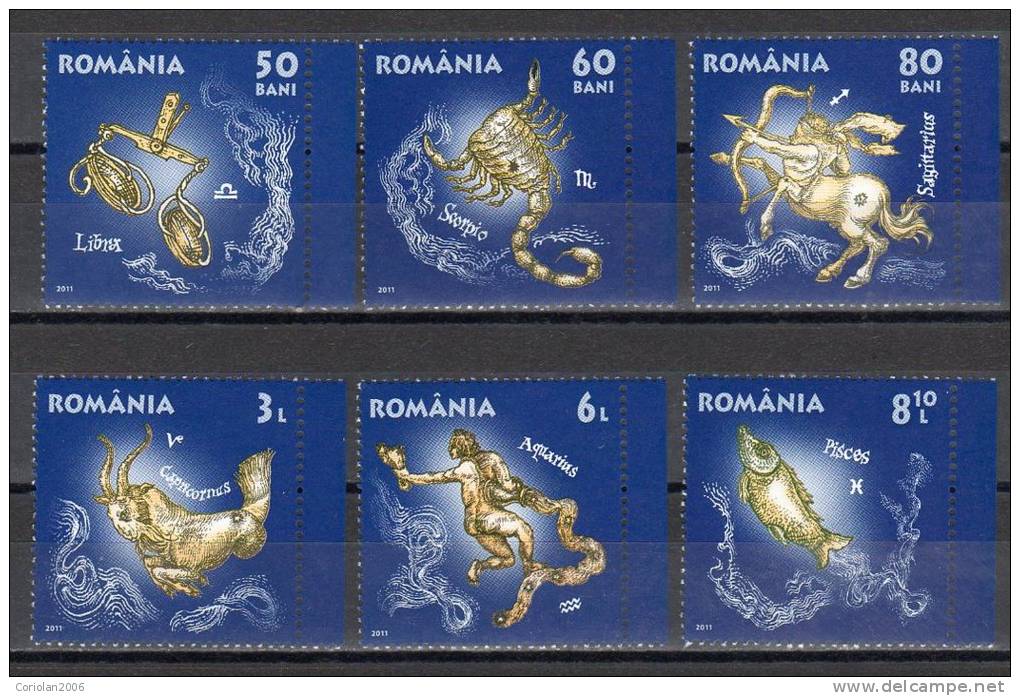Romania 2011 / Zodiac (II) / 6 Val - Astrology
