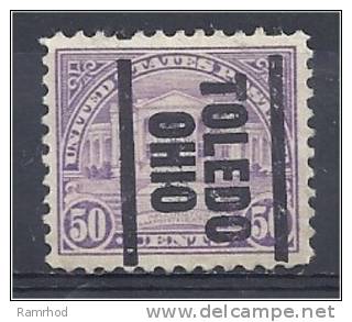 USA 1922 Arlington Ampitheatre & Unknown Soldiers Tomb - 50c Lilac (Toledo Ohio Precancel) - Precancels