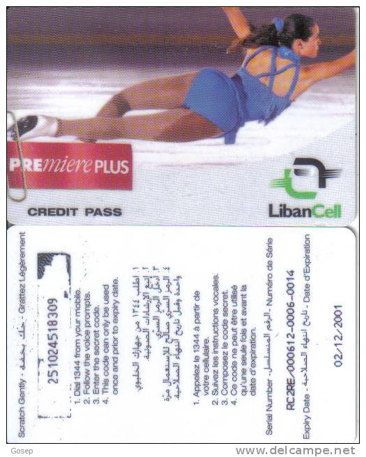 Lebanon-pre Miere Plus-credit Pass(libam Cell)2/12/2001-used Card+1 Card Prepiad Free - Liban