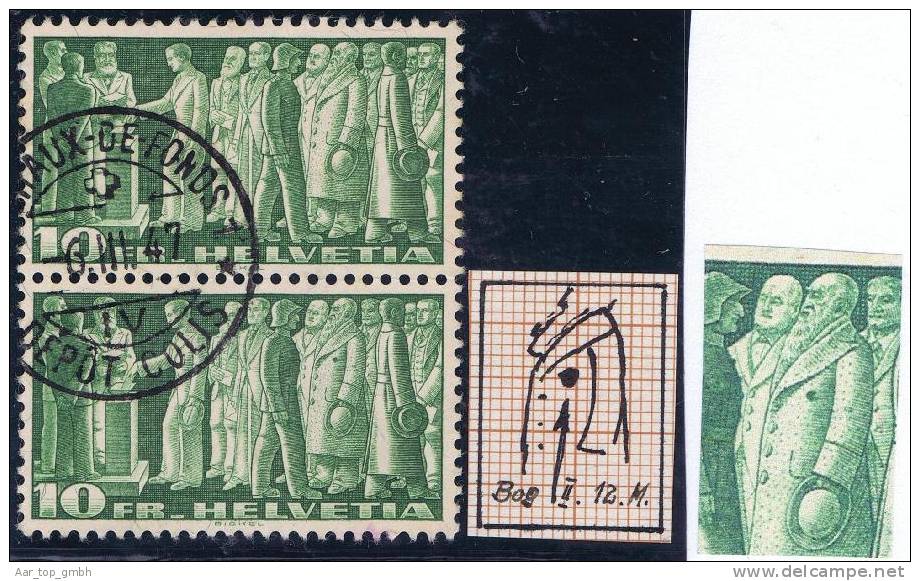 Schweiz 1942 Paar Zu#218w Mi#330 Sympolische Abart 2.02 Orden Am Mantel - Oblitérés