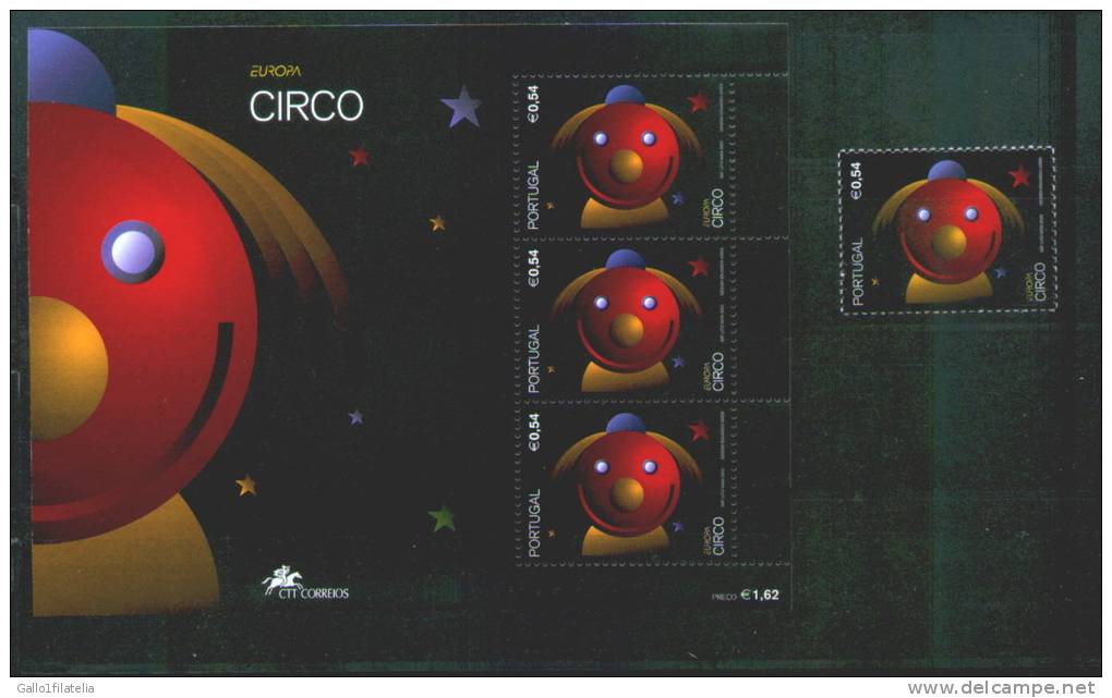 2002 - PORTOGALLO / PORTUGAL - EUROPA CEPT IL CIRCO - FOGLIETTO + FRANCOBOLLO. MNH - 2002