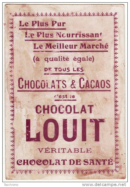 CHROMO Chocolat Louit Le Yacht Pont D'un Bateau à Vapeur élégante Femme Chapeau Marin Capitaine Fleurs - Louit