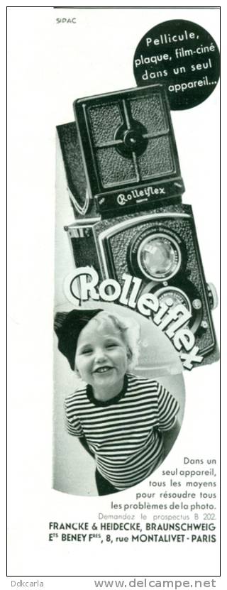 Reclame Uit Oud Tijdschrift 1935 - Photo - Rolleiflex - Publicités