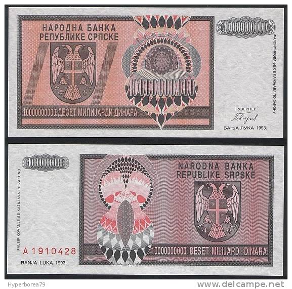 Bosnia Herzegovina ( Srpska Rep ) P 148 - 10 Milliard Dinara 1993 - UNC - Bosnie-Herzegovine