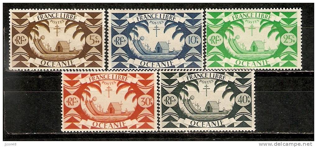 France (Oceania) 1941  Free French  (**) MNH  SG.147-151 - Neufs
