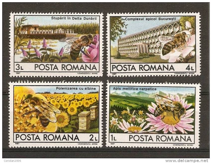 Romania 1987 / Honeybees / 4 Val. - Honeybees