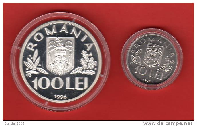 Romania 1996 - Jubilee - Limited Edition / UNC / Set X 2 Coins / 10 Lei + 100 Lei / World Food Summit - Roumanie