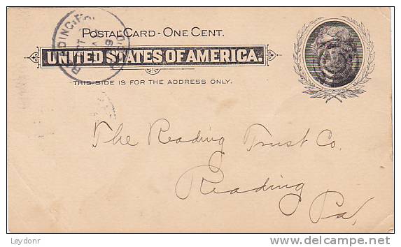 Postal Card - Thomas Jefferson - Postmarked 1899 - Nice Bulls Eye Postmark On Jefferson - ...-1900