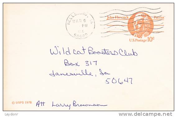 Postal Card - John Hancock  - Wildcat Booster Club - 1961-80