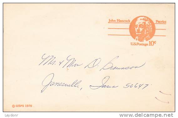 Postal Card - John Hancock  - Eastern Star Masonic Nite - 1961-80