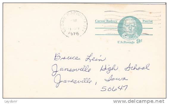 Postal Card - Caesar Rodney - Iowa Track Coaches Association - 1961-80