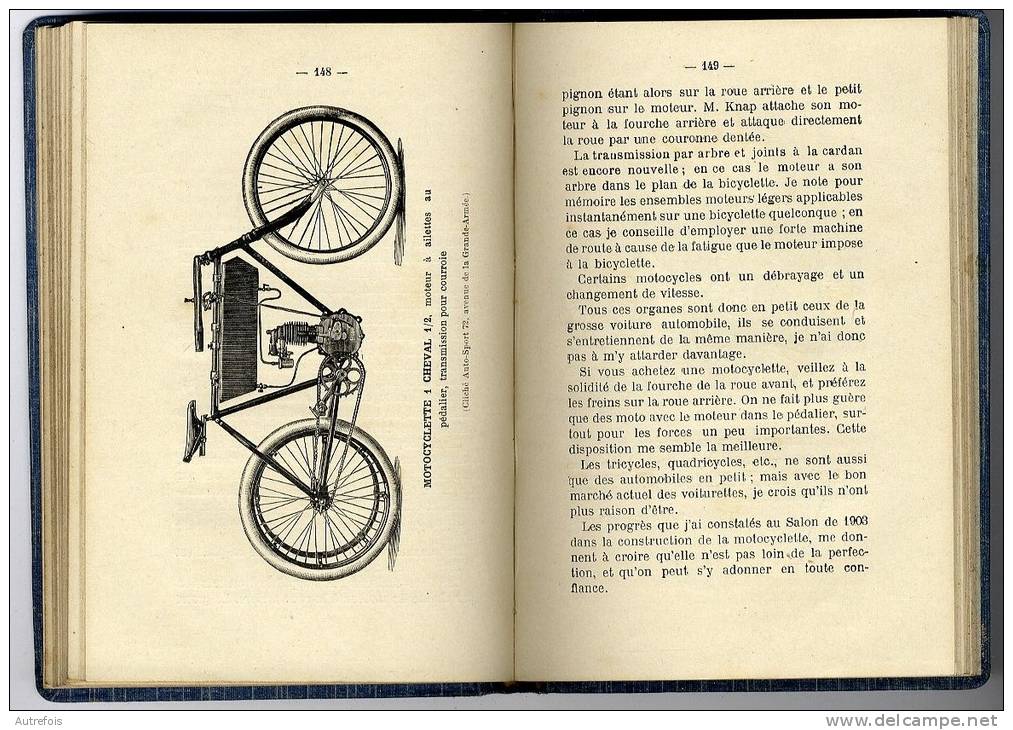 MANUEL PRATIQUE SUR LES AUTOMOBILES MOTO DE RENE CHAMPLY 1905 -  252  PAGES 140 GRAVURES DANS LE TEXTE  -  TRES BON ETAT - Auto