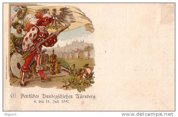 Bayern Privat-Ganzsache Minr.PP 7 XII.dt. Bundesschiessen Nürnberg 4-11.7.1897 SST - Sonstige & Ohne Zuordnung