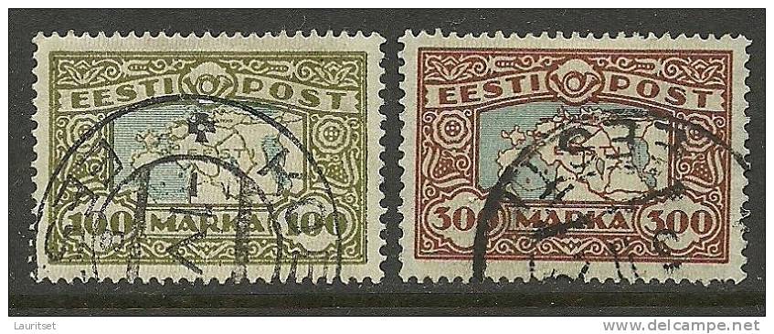 Estland Estonia Estonie 1924/1927 Landkarte Map Michel 40 & 54 O - Estonia