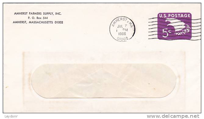 Stamped Envelop - Eagle - Postmark, Amherst, MA - Amherst Farmers Supply, Inc. - 1961-80