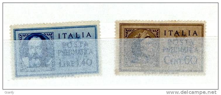 LUOGOTENENZA 1945 POSTA PNEUMATICA 2 VAL NUOVI/* - Mint/hinged