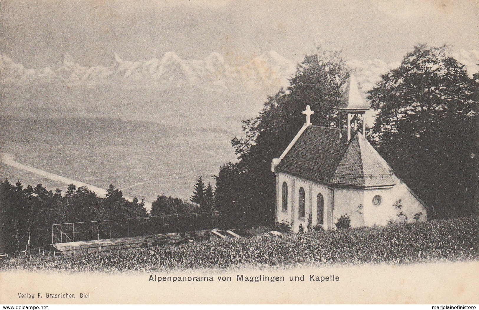 SUISSE - Alpenpanorama Von Magglingen Und Kapelle. Pionnière. Verlag F. Graenicher, Biel. Voyagée 1905. - Autres & Non Classés