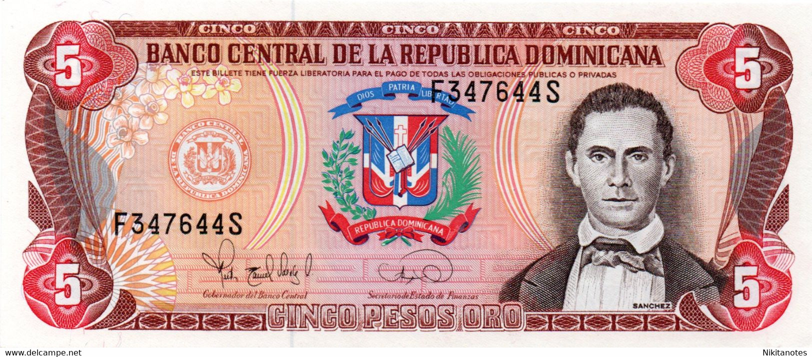 DOMINICAN REPUBLIC 5 PESOS 1995 UNC P 147 - Dominicaine