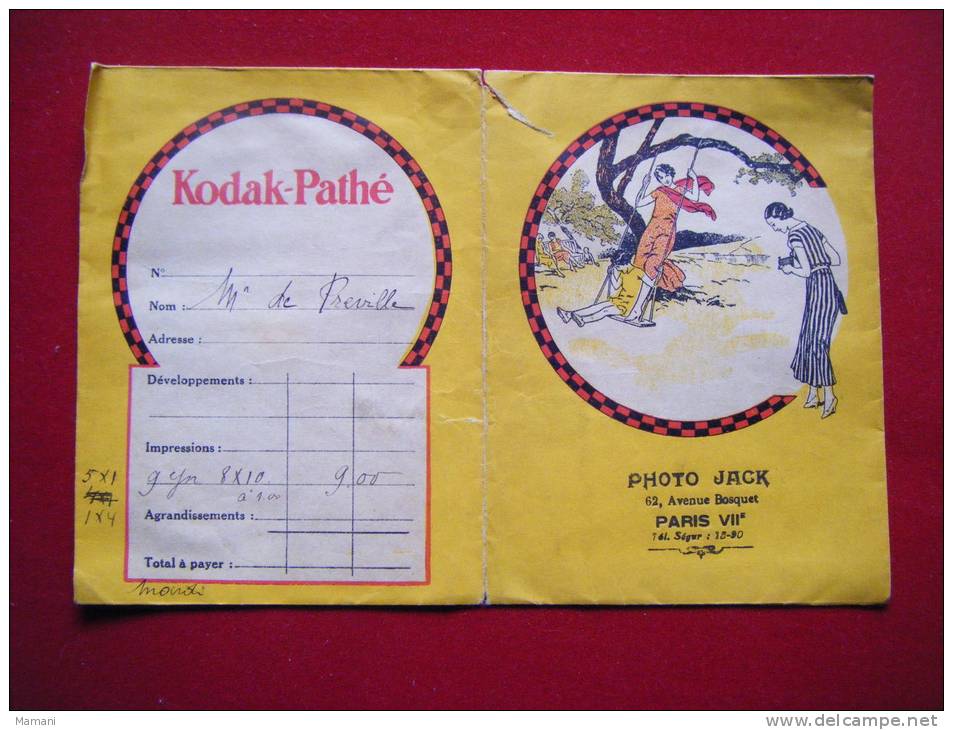 Pochettes  --photo Jack Paris-pub Kodak Pathe -1- - Autres & Non Classés