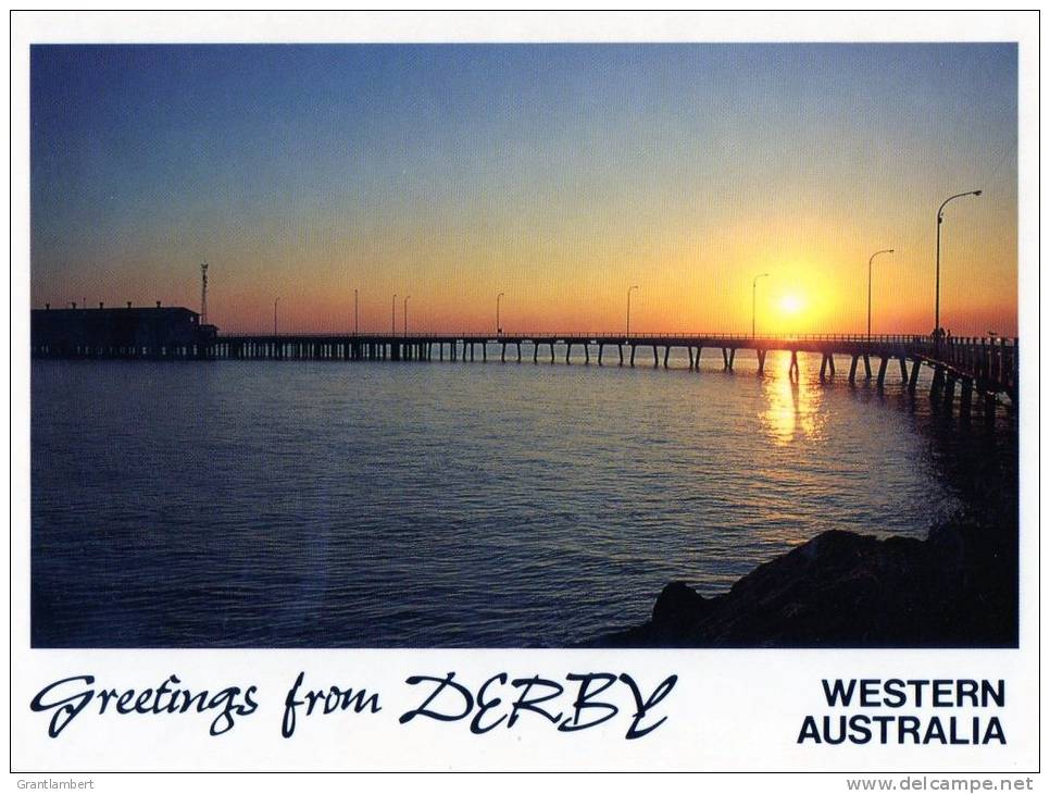 Derby, WA -  Sunset Over The Jetty, Huge Tidal Range Here Unused, Nucolorvue - Other & Unclassified