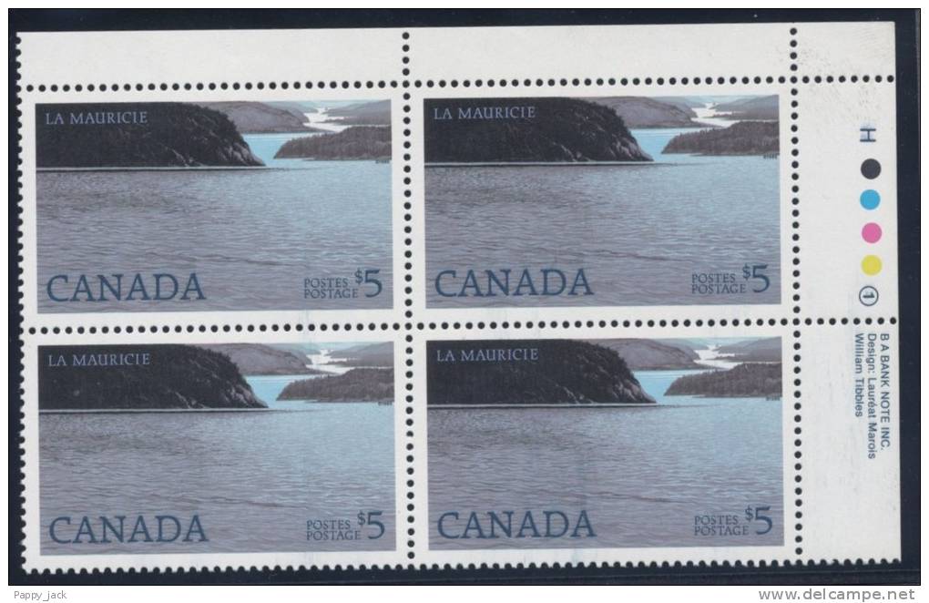 Canada 1987 PLATE BLOCK 1 BABN HP  St. Mauricie National Park #1084ii Upper Right MNH  High Value - Hojas Bloque